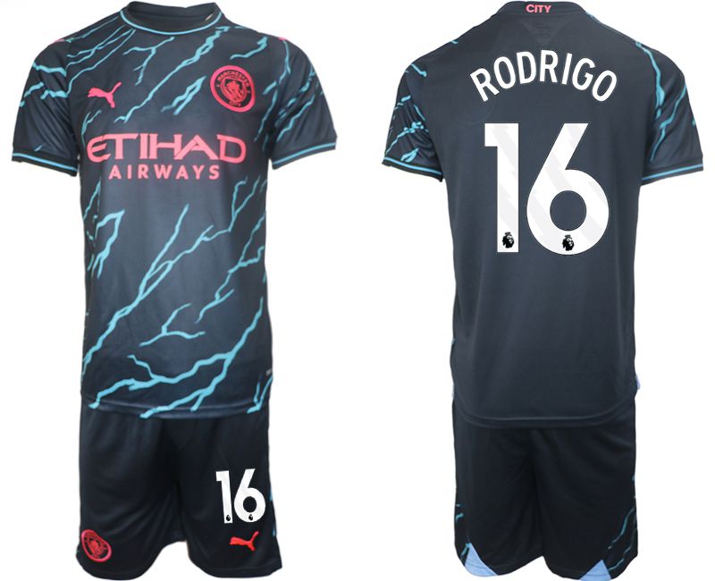 Men 2023-2024 Club Manchester City away blue 16 Soccer Jersey